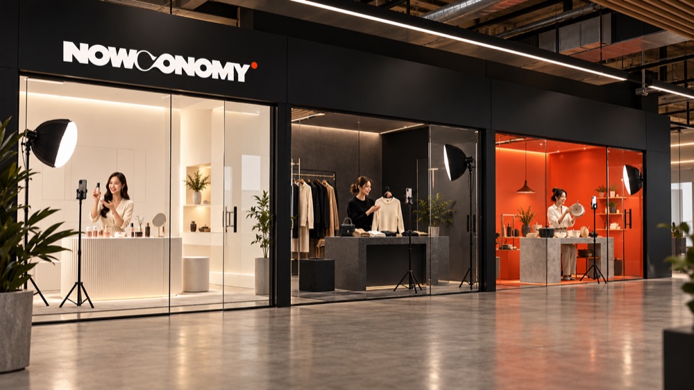 Estudio Nowconomy con tres sets de live transmitiendo al mismo tiempo: belleza, moda y hogar